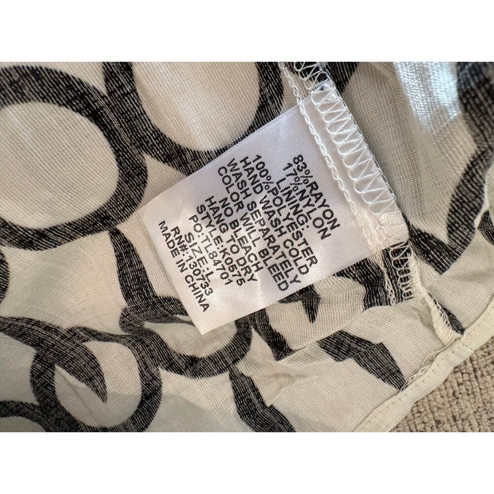 NWT Cora Black and Cream Boho Print Midi Dress with Puff Sleeves Large - Picture 8 of 9